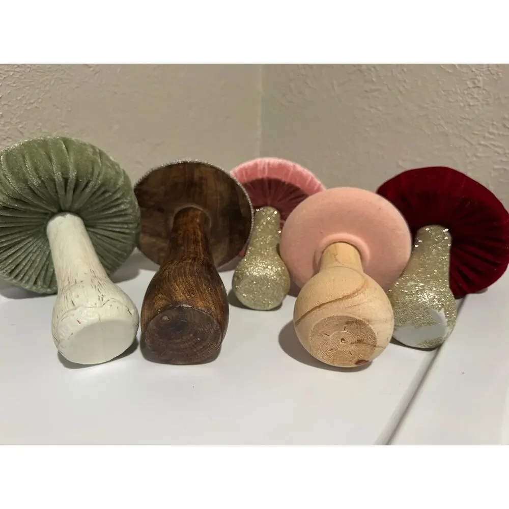 Set of 5 Velvet Sparkle Mushrooms